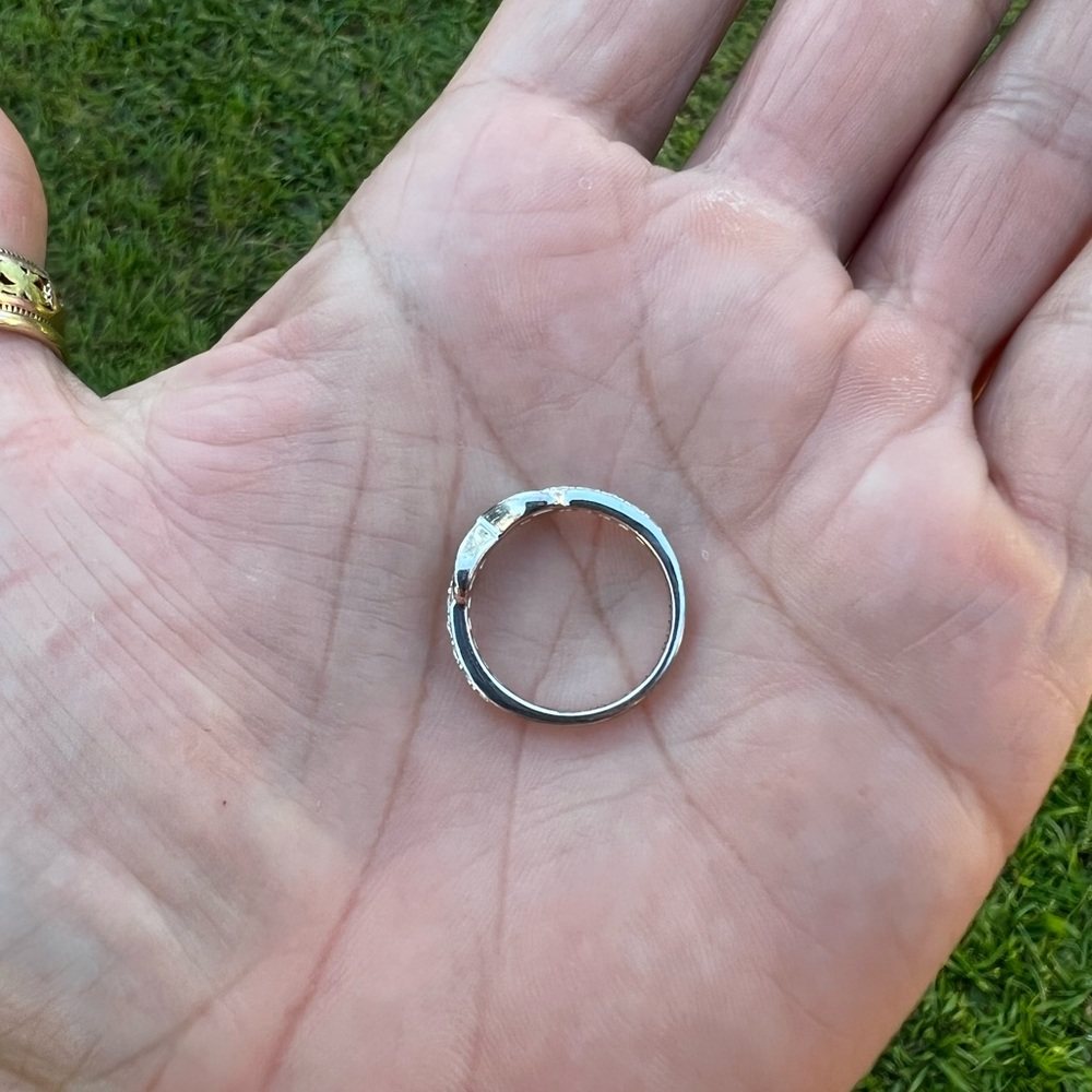 Sterling Silver Figure 8 Cubic Zirconia Ring with Inscription…I Chose Strength… - Picture 15 of 17